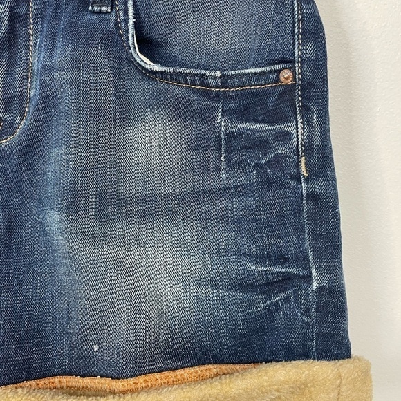 Zara Denim Shorts Fleece Rolled Hem Size 6 - Picture 11 of 12
